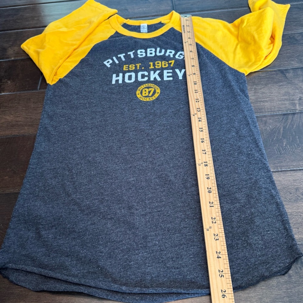 ❤️3/$30 Pittsburgh Hockey Raglan Tee - Yellow & Charcoal - Picture 6 of 7